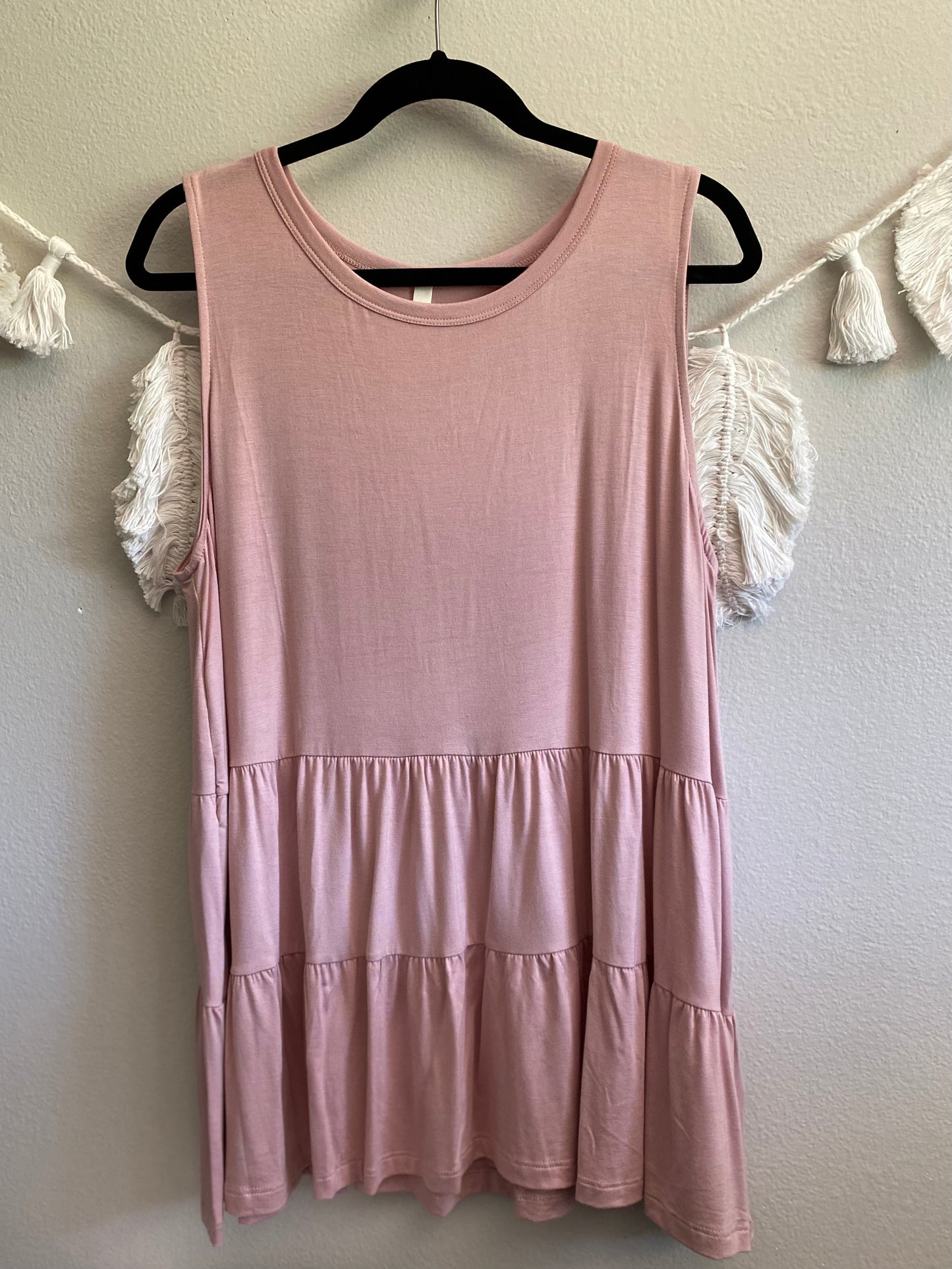 Pearl Blush Pink Tiered Plus Size Sleeveless Top